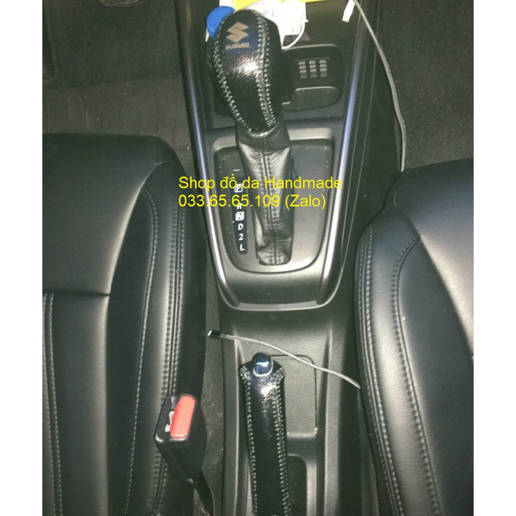 Bọc da cần số + phanh tay xe Suzuki Ertiga, swift  bằng da bò, bảo hành 12 tháng