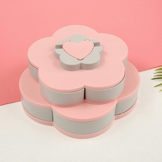 Khay Đựng Mứt Ngày Tết 2 Tầng 10 Cánh Hình Bông Hoa Có Giá Đỡ điện thoại