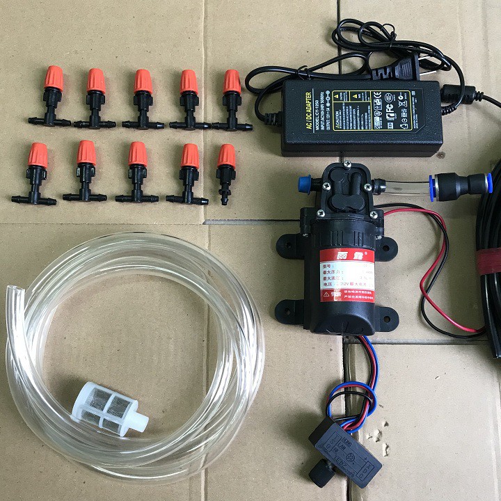 máy phun sương tưới lan 10 béc kèm nguồn adapter 12v - 5a