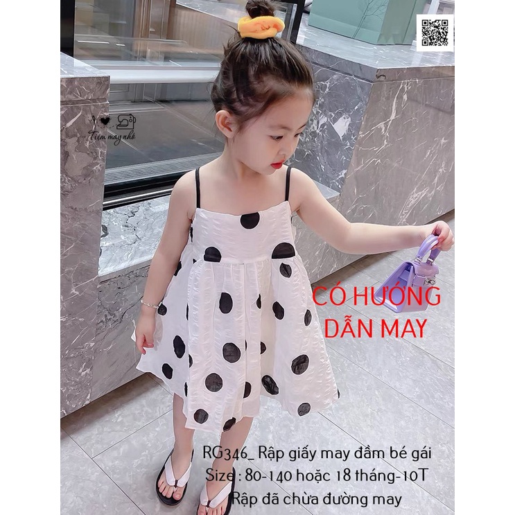 RG346_Rập giấy may váy dây 2 lớp bé gái