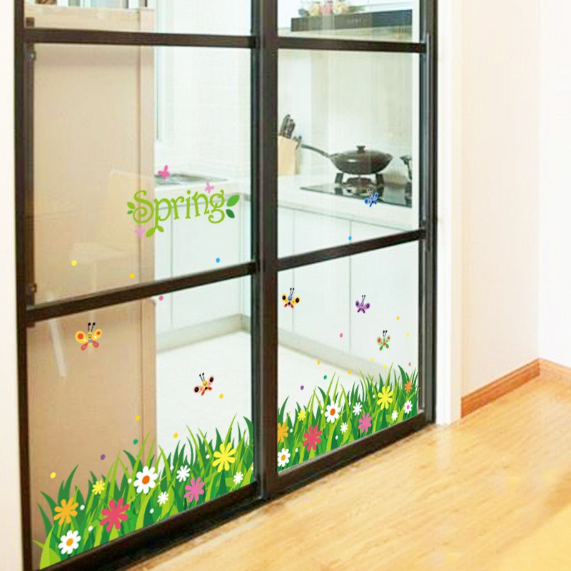 Decal dán chân tường Hoa cỏ xanh mùa xuân AmyShop DCT036 ( 60 x 134 cm)