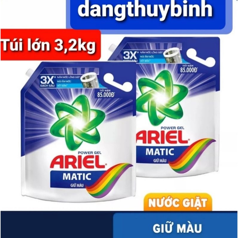 Túi nước giặt Ariel Matic hương Downy/Giữ màu 3,2kg