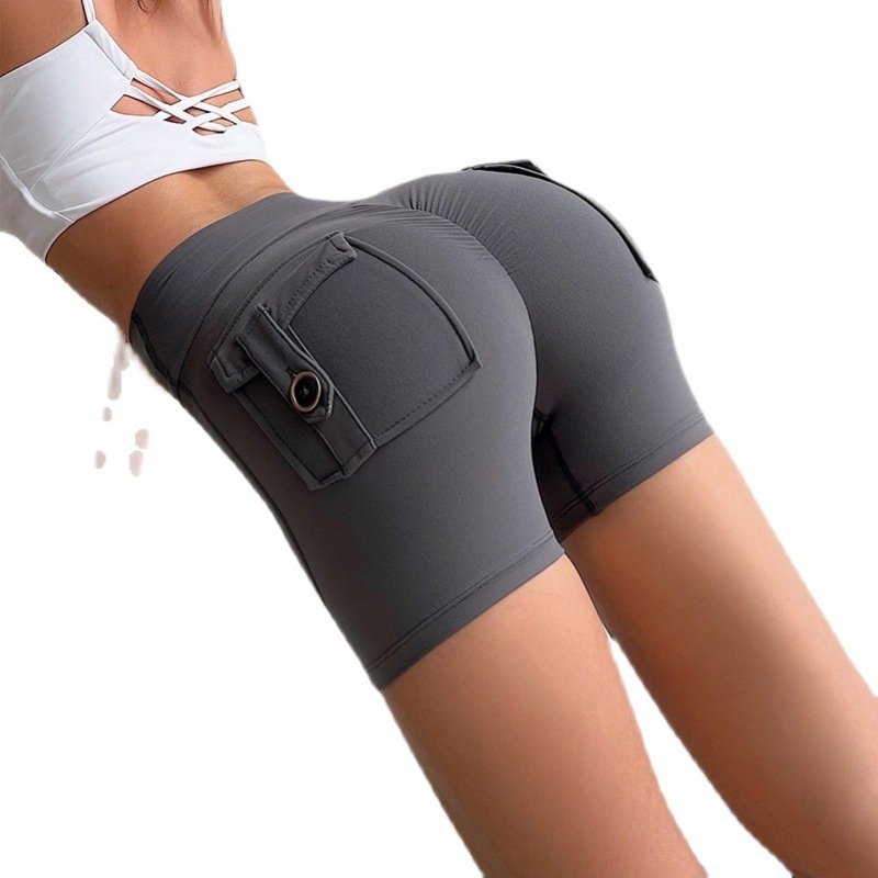 Quần Short Tập Yoga Lưng Cao Phối Túi Thiết Kế Quyến Rũ