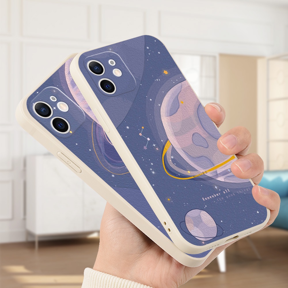 Ốp Điện Thoại Chống Sốc In Hình Hành Tinh Màu Tím Hoạt Hình Cho iPhone 13 Pro Max 11 12 Pro Max 6 6S 8 7 Plus X XS iPhone 12 13