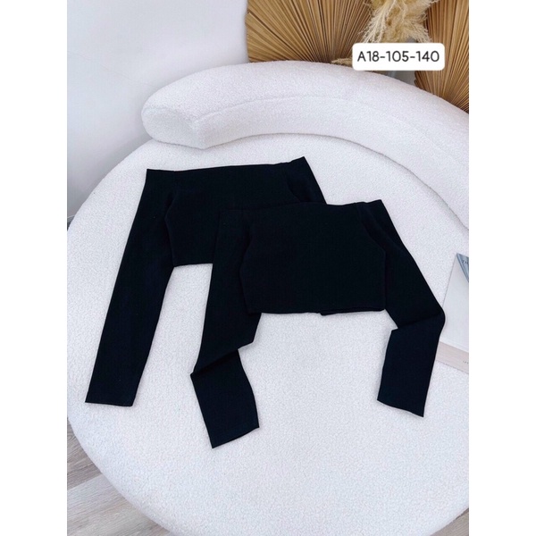Áo croptop bẹt vai thun gân tay dài - A18 đa năng, cá tính, năng động, sexy