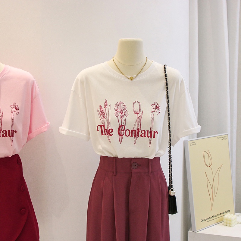 NRVP Áo Thun Tay Ngắn Cổ Tròn 100% Cotton Thời Trang Phong Cách Hàn Quốc Cho Nữ