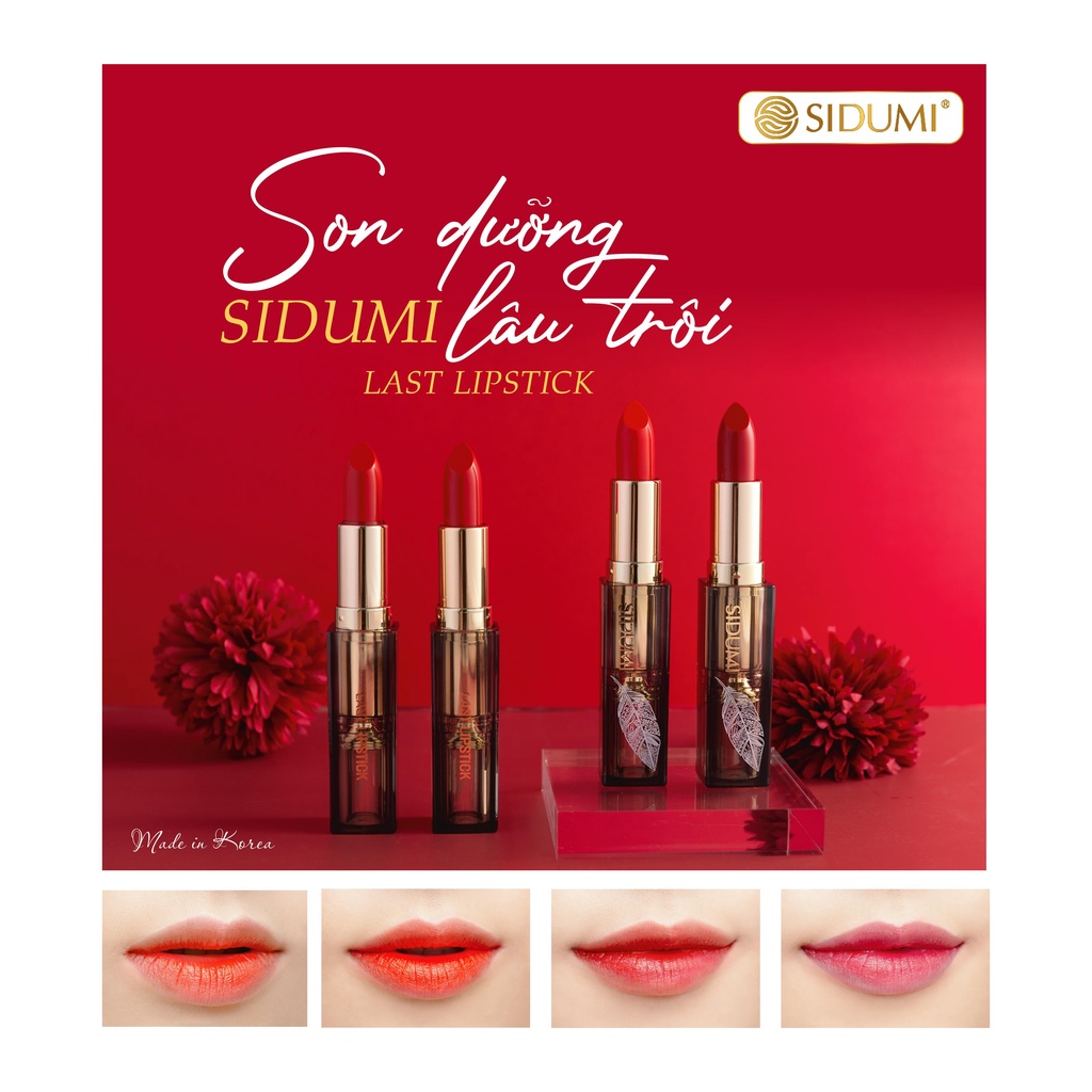 Son dưỡng môi có màu Sidumi Last Lipstick dưỡng ẩm lâu trôi chính hãng Hàn Quốc 4g SDM 602