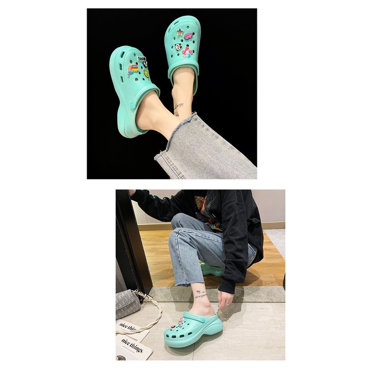 Dép Sandal Có Lỗ Đế Dày Tăng Chiều Cao Dành Cho Nam Nữ