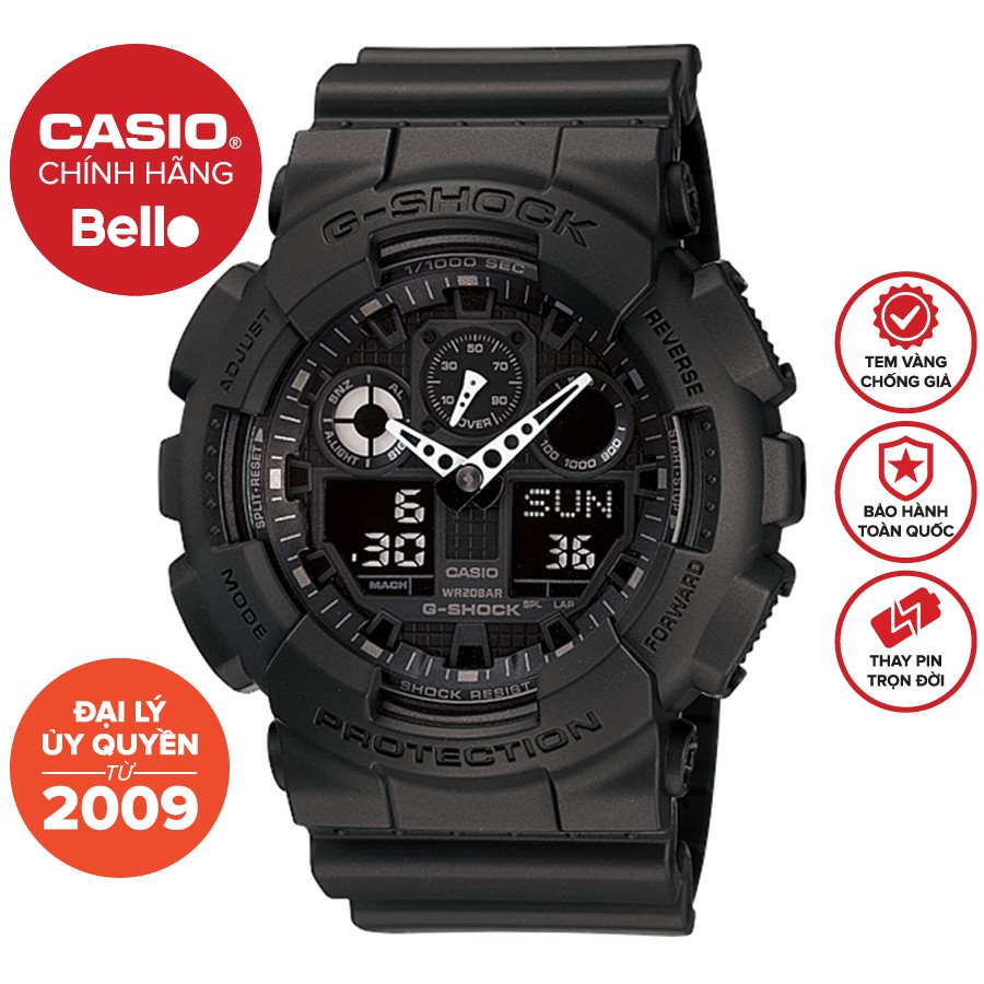 Đồng hồ G-Shock Nam GA-100-1A1 chính hãng bảo hành 5 năm Pin trọn đời