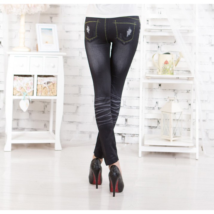 Quần Legging Giả Jean Rách