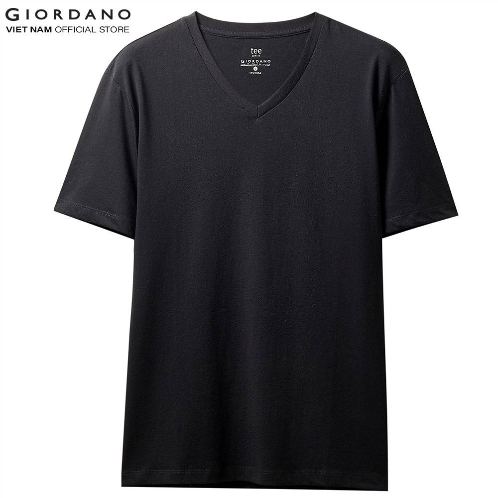 Áo Thun Nam Ngắn Tay Cổ Tim Solid V-neck Slim Tee Giordano 01029251