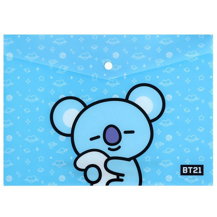 Túi đựng bài kiểm tra A4 Kpop BTS BT21 Durable Folder Cute Snap Cartoon File Bag Document Organizer Storage bag File Folder Office School Student Supplies Stationery kids gift