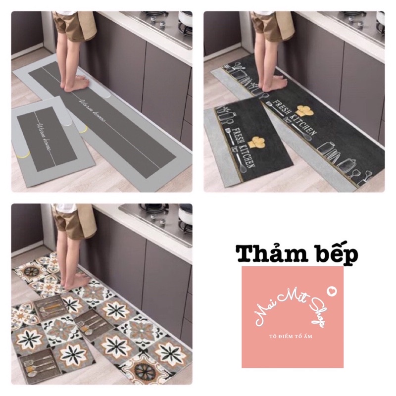 Thảm bếp đẹp chất liệu lì bali phong cách hiện đại