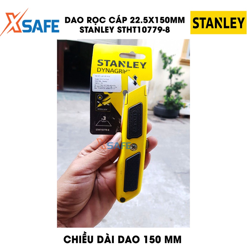 Dao rọc cáp cán nhôm STANLEY STHT10779-8 22.5x150mm, lưỡi dao hợp kim thép, tay nắm bọc cao su độ bám cao