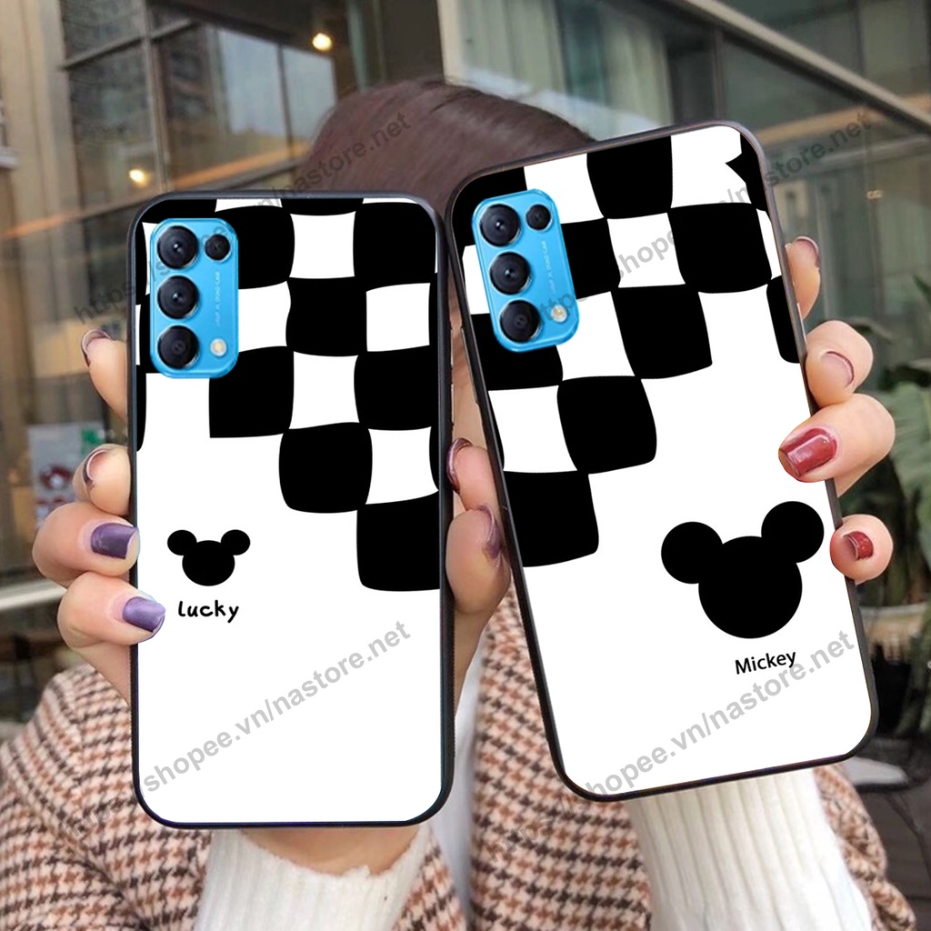 Ốp lưng Oppo Reno5 4G / Reno5 5G / Reno 5 trái tim họa tiết caro, mikey họa tiết beabrick kaws cute