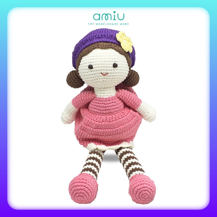 Gấu bông móc len Amigurumi cao cấp Amiu Việt Nam - Búp bê Anna handmade dễ thương