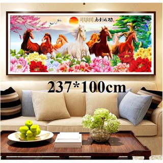 Tranh thêu chữ thập ngựa khổ lớn 237*100cm - thêu 4 sợi
