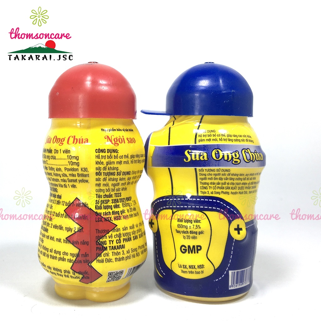 Sữa ong chúa dạng kẹo ngậm nhai cho bé, chất lượng cao của hãng Takarai Việt Nam, tăng sức đề kháng, minion pokemon