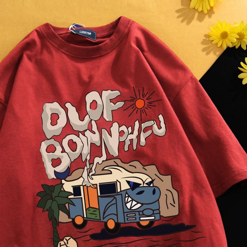 Áo Phông Form Rộng DLOF BOINN Áo Thun Tay Lỡ Nam Nữ Form Rộng Unisex Cotton 100% In Chữ