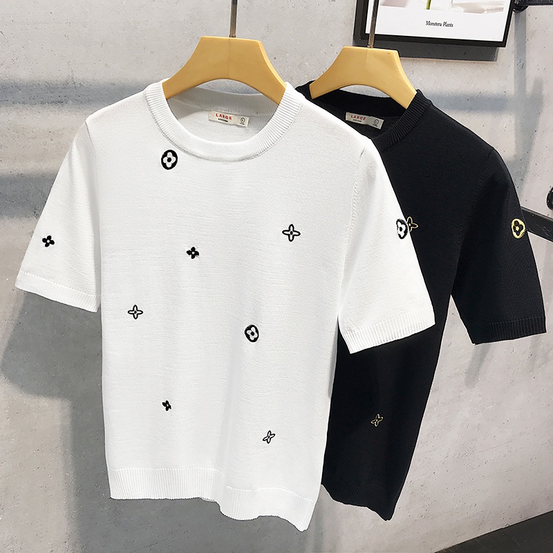 Áo thun tay ngắn cổ tròn họa tiết thêu thời trang năng động cho nam