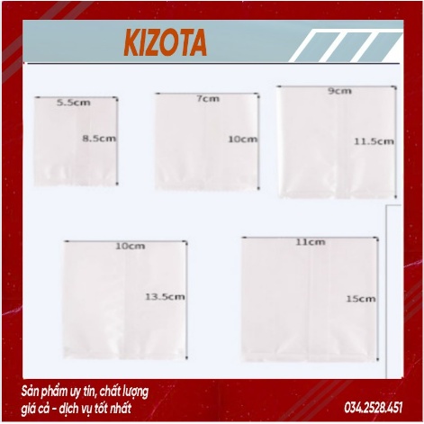 Set 100 túi bánh kẹo trắng mờ, bao bì đựng bánh kẹo, trà hoa - nhiều kích thước-kizota