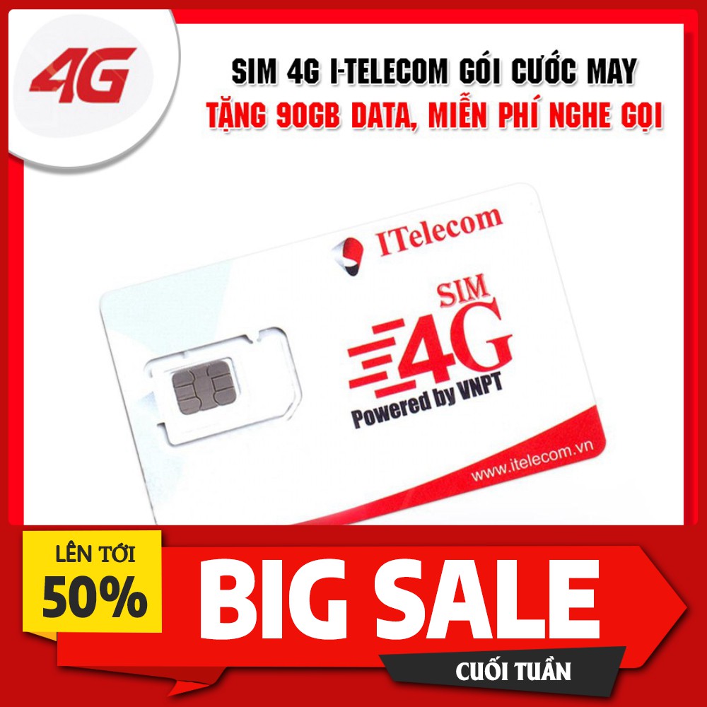 🔥DATA KHỦNG🔥 Sim 4G ITelecom V77 Gói Cước MAY- Tặng 90GB/Tháng - Gọi Miễn Phí Vinaphone - 30Ph Ngoại Mạng + 60 SMS