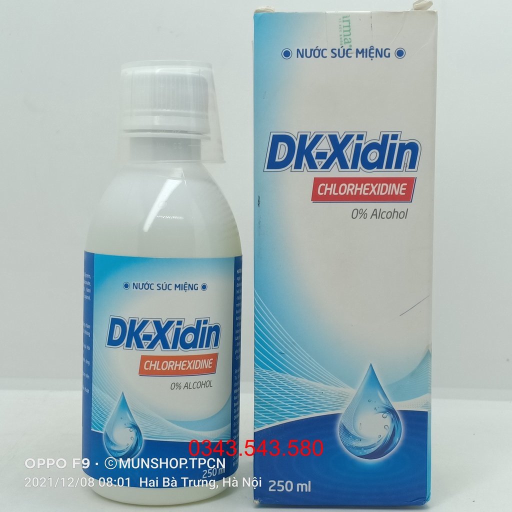 Nước súc miệng DK-Xidin chlorhexidine chai 250ml