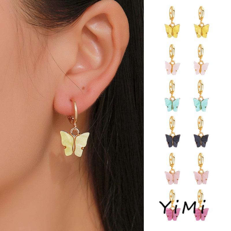 Bông tai mạ bạc hình bướm đơn giản phong cách ngọt ngào thời trang Hàn Quốc cho nữ