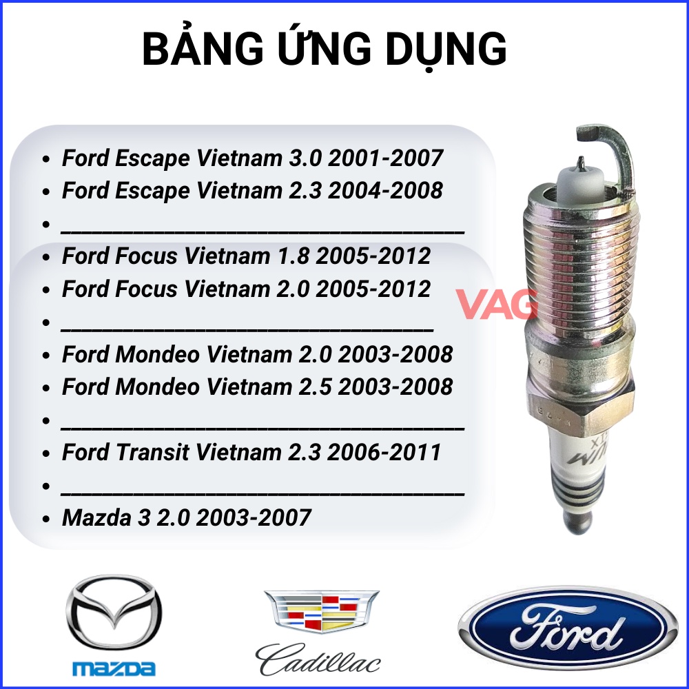 Bugi Ford Escape, Mondeo, Focus Loại Iridium , Năm sản xuất 2001 -2012 Chính Hãng NGK