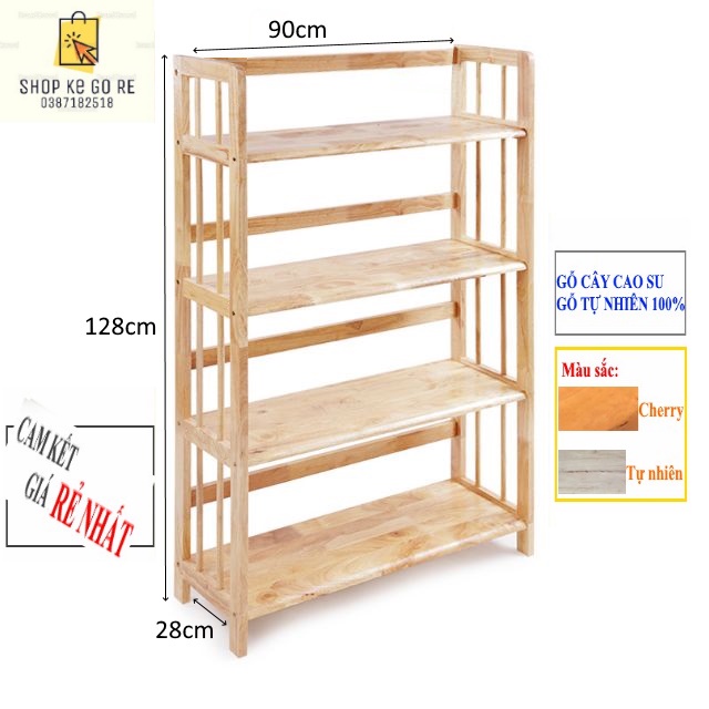 Kệ Sách Gỗ 4 Tầng Ngang 90cm