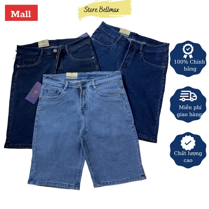 Quần Jean short nam trung niên VNXK  chất jean co giãn