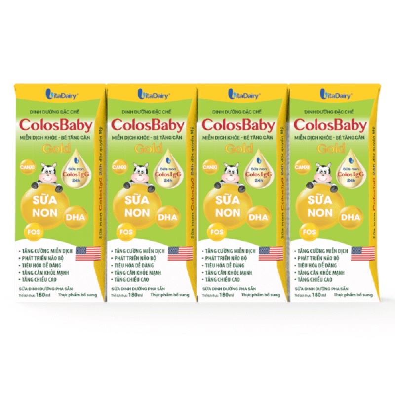 Lốc 4 hộp sữa pha sẵn Colosbaby 180ml