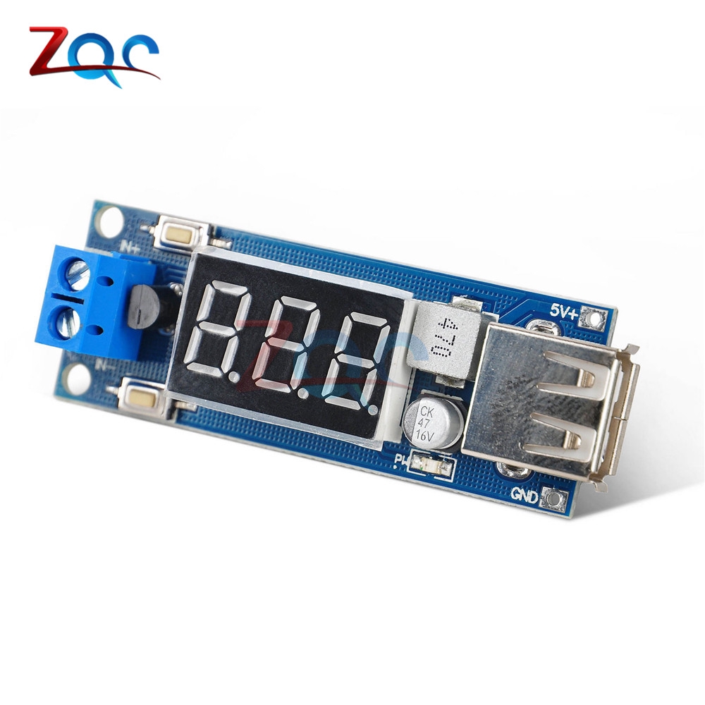 Thiết bị đo điều chỉnh điện áp sạc USB có đèn LED DC-DC 4.5-4.0V tới 5V 2A