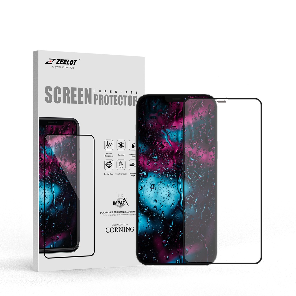 Kính Cường Lực Chống Vân Tay Zeelot Anti-Glare Lưới Thép Chống Bụi Loa iPhone 12 Pro Max/ 12 Pro/ 12