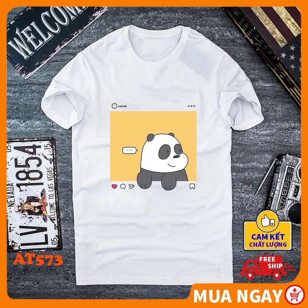 Áo thun nam vải mềm mịn fom rộng co dãn thoả mái in hình Gấu Trúc dễ thương AT573A