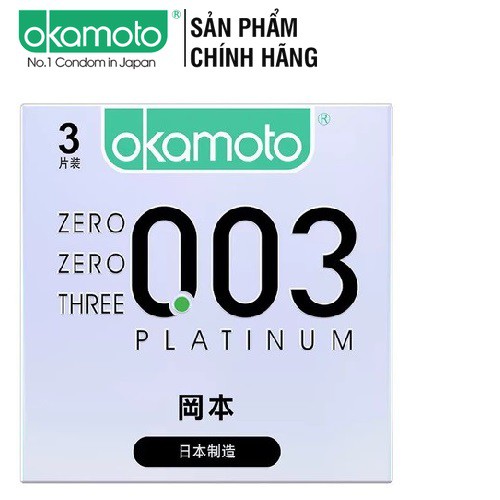 [DEAL SỐC][CHÍNH HÃNG] Bao Cao Su Okamoto Platinum 003, Nhật Bản, Hộp 3 cái, Siêu mỏng mềm mại bó sát tăng khoái cảm