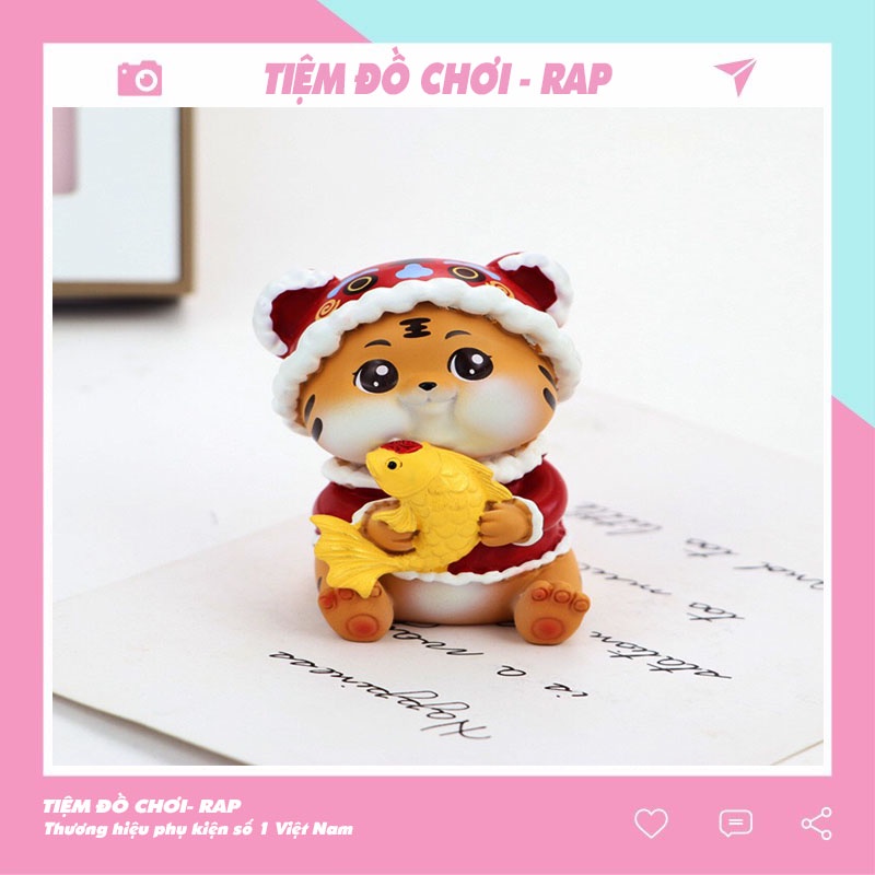 [ Big Size] Set 2 chú hổ mô hình: Thần Tài, Vượt Vũ Môn cao 10cm dùng làm quà tặng, trang trí góc làm việc nhà cửa  Ráp