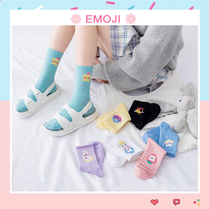 Tất cổ cao nam nữ vớ ống dài Unisex họa tiết phi hành gia xinh xắn dễ thương được chọn màu tùy ý thời trang EMOJI TD026