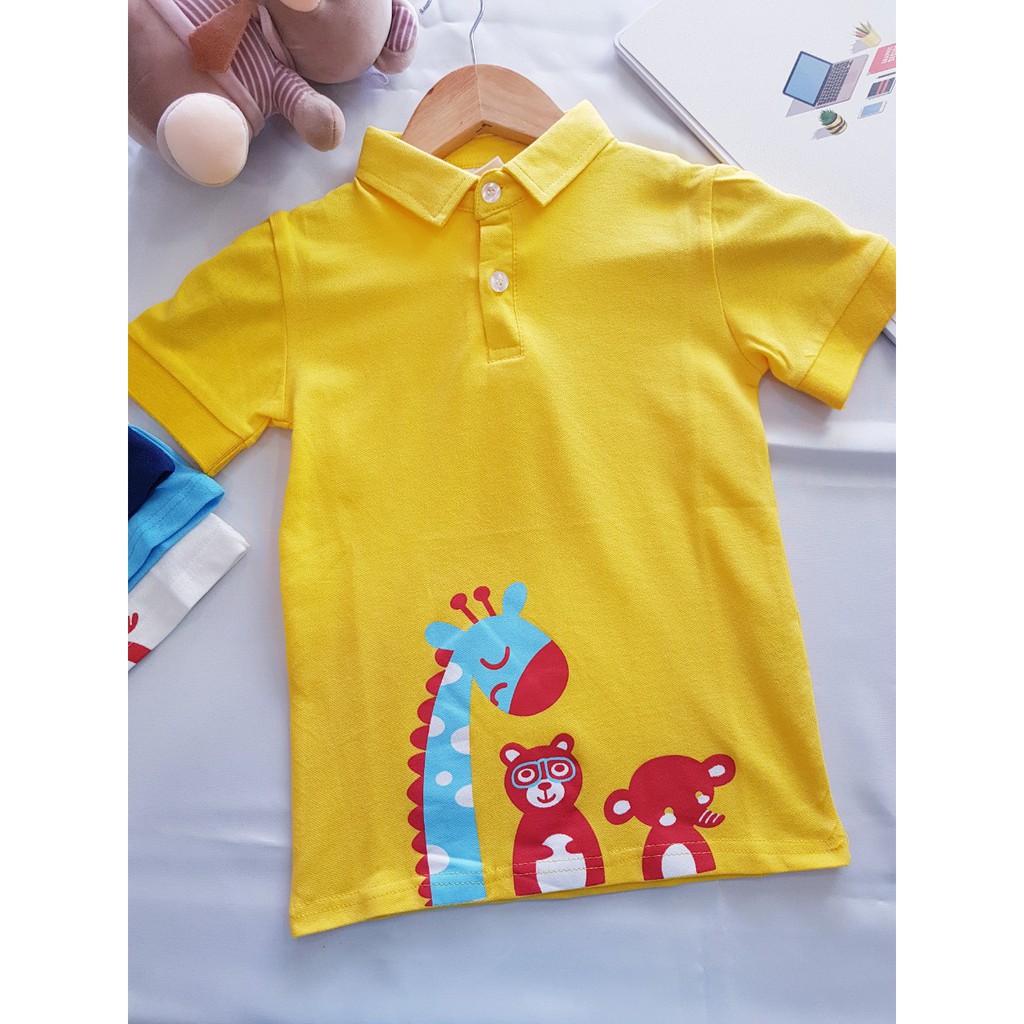 Áo Polo Cho Bé JOYBOY Họa Tiết Hưu Cao Cổ Dễ Thương Chất Cotton Xuất Âu Mỹ Hàn 052