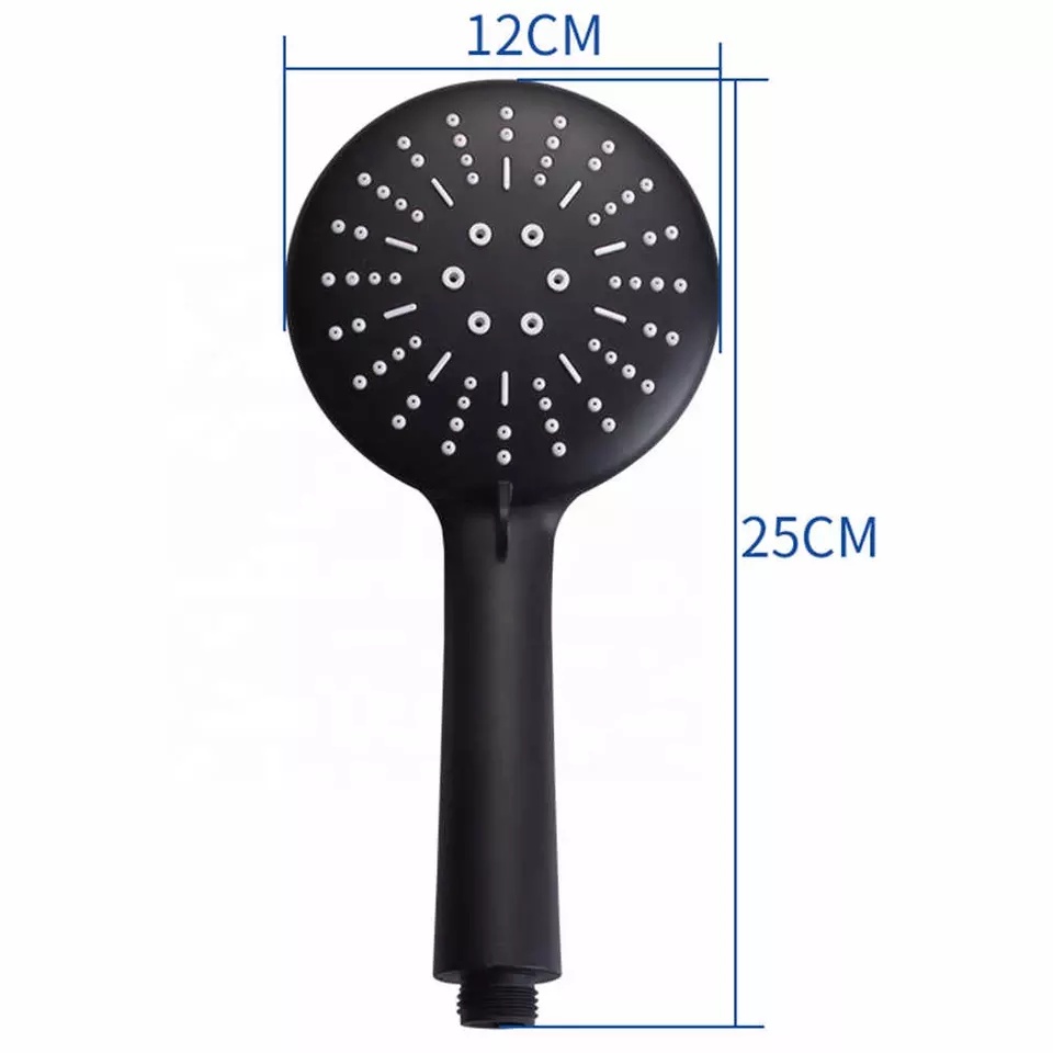 Bộ tay sen, vòi sen tắm nóng lạnh 3 chế độ nước hoa hướng dương sơn tĩnh điện đen cao cấp.