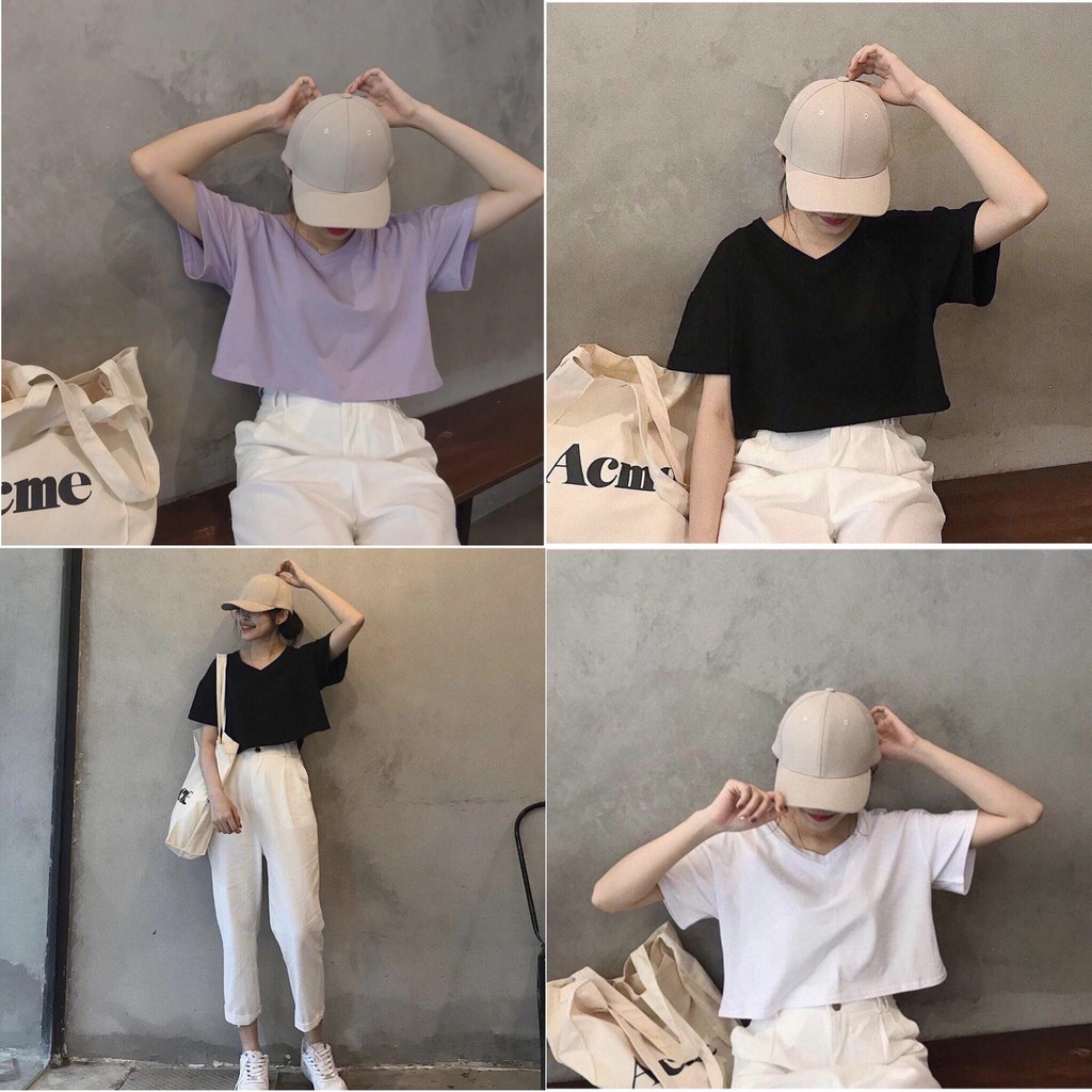 [Mã FASHIONT4WA2 giảm 10K đơn 50K] Áo thun CROPTOP CỔ TIM Basic 3 màu full size | BigBuy360 - bigbuy360.vn