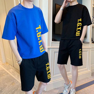 thun nam◇✕Bộ đồ thể thao nam ngắn tay mùa hè, áo phông phiên bản trẻ trung của Hàn Quốc, học sinh cấp 2 hợp thời
