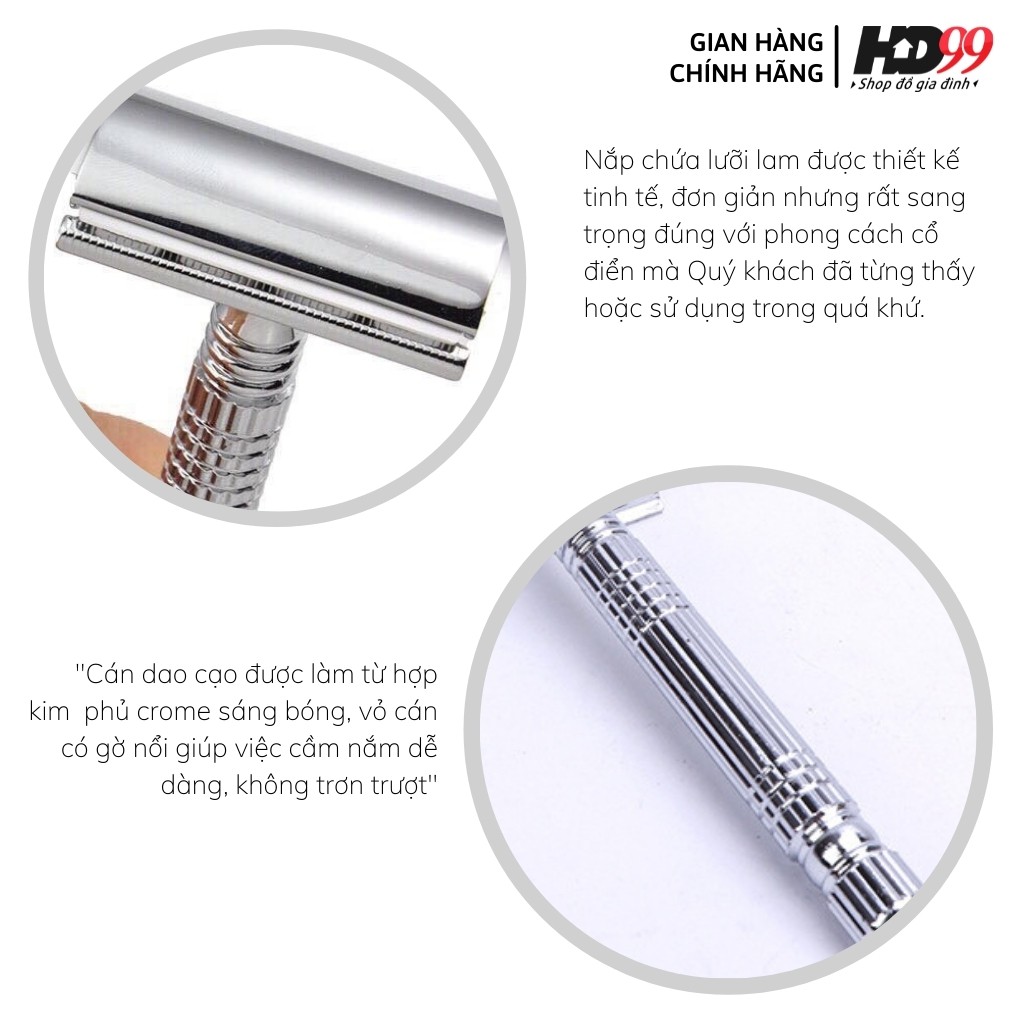 Dao Cạo Râu Inox Lưỡi Lam Không Gỉ HENGJINDA A094 👳 Dụng Cụ Cạo Râu Cổ Điển, Đẹp, Sang Trọng, Sạch Mịn Màng