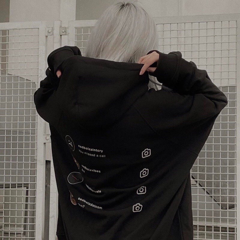 Áo hoodie Nam Nữ sadboi máy ảnh 2 màu đen và tàn. Siêu hottrend