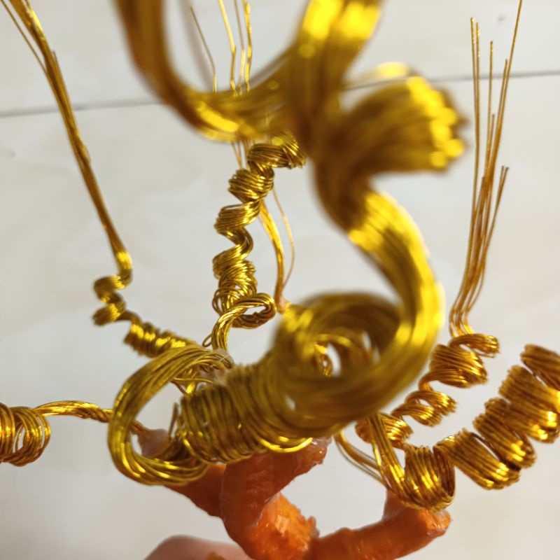 Gốc cây đúc đế hình đầu rồng uy quyền 10 nhánh làm cây cành vàng lá ngọc