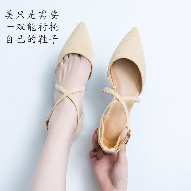 Giày sabo gót thấp kiểu dáng đơn giản thiết kế dây hậu chéo chữ x - SB21 Oula Store