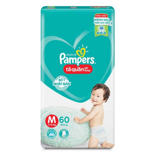 Tã/Bỉm quần Pampers Giữ Dáng Mới Gói Đại M60/L54/XL48/XXL44