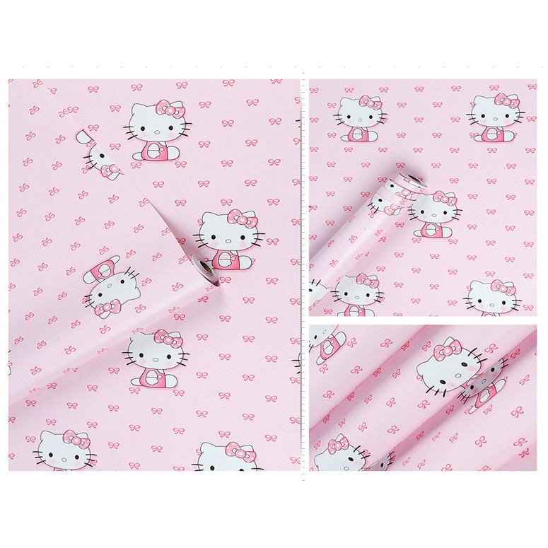 Decal giấy dán tường kitty áo hồng (khổ rộng 45cm)