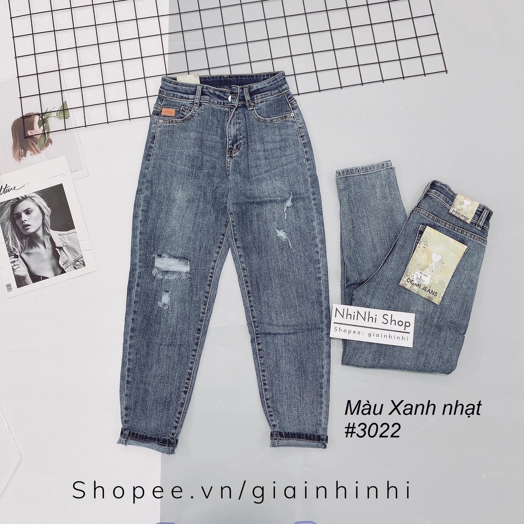 Quần bò nữ dáng boyfriend co dãn pha mác da DB778 - NhiNhi Shop