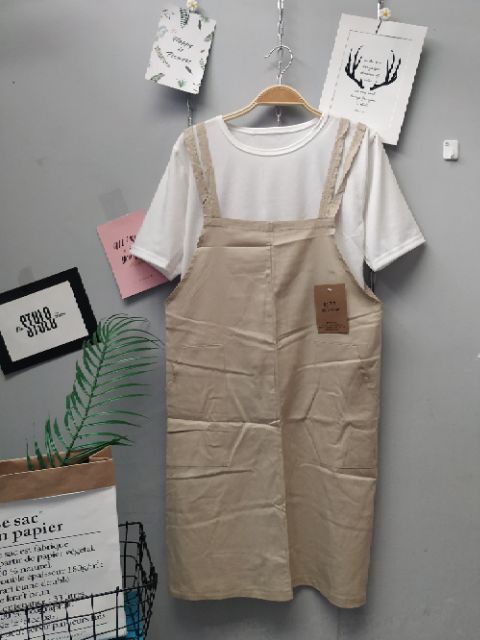 Đầm Yếm KaKi 2 Dây Có Túi ( Kèm Ảnh Thật Tự Chụp ) | BigBuy360 - bigbuy360.vn